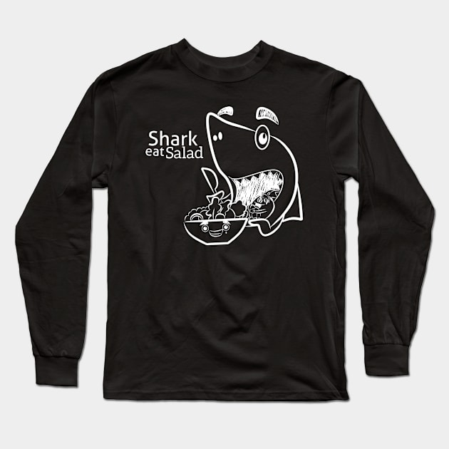 shark eating salad Long Sleeve T-Shirt by Ticus7